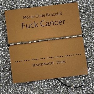 Morse Code Bracelet F F@#$ Cancer Awareness Black Silver Adjustable String NEW